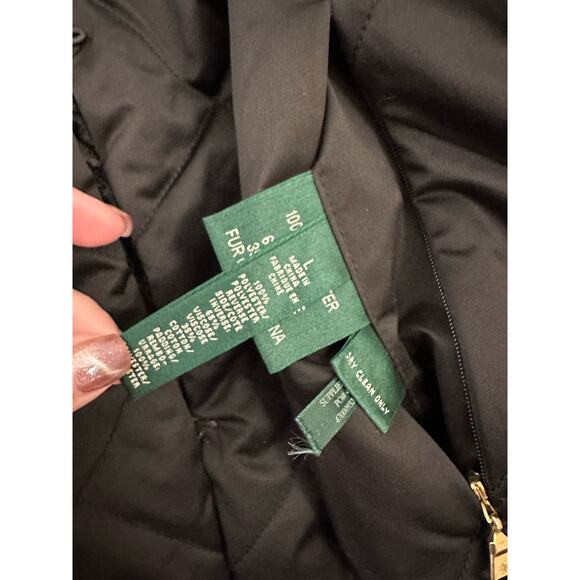 LRL Ralph Lauren Black Vest Reversible L Faux Fur Quilted - Picture 4 of 9